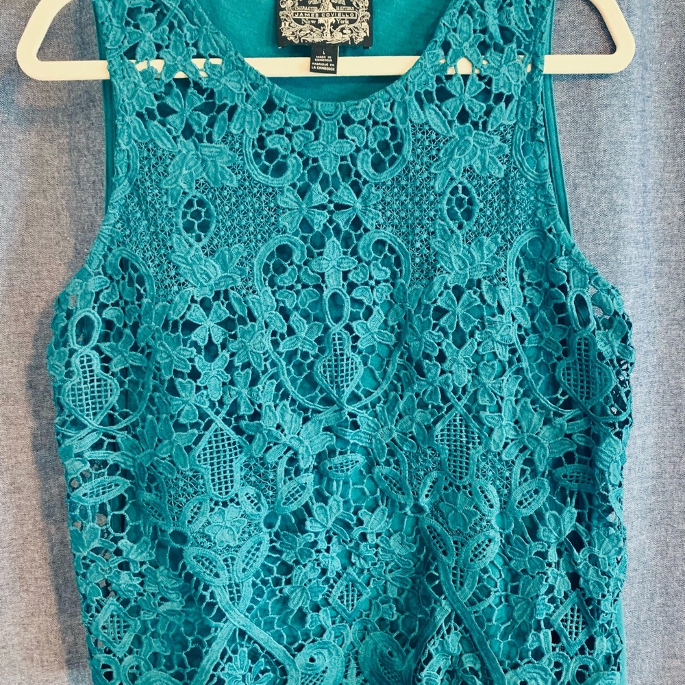 Never worn beautiful teal lace tank